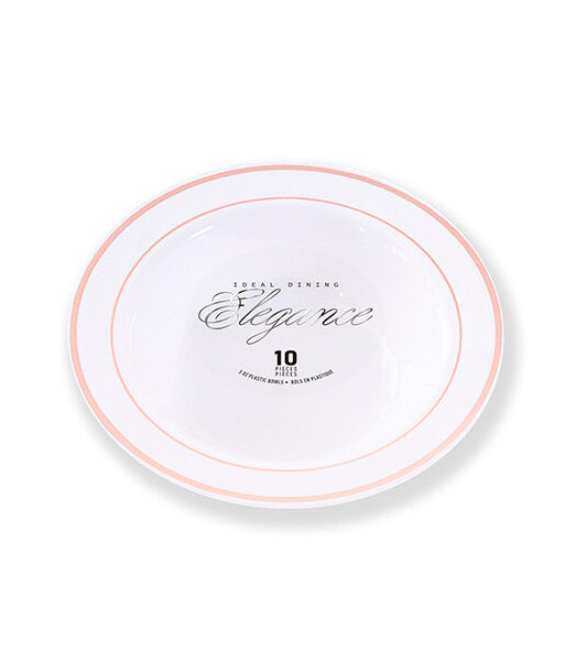 Elegance Bowl 5oz White + 2 Line Stamp Rose Gold