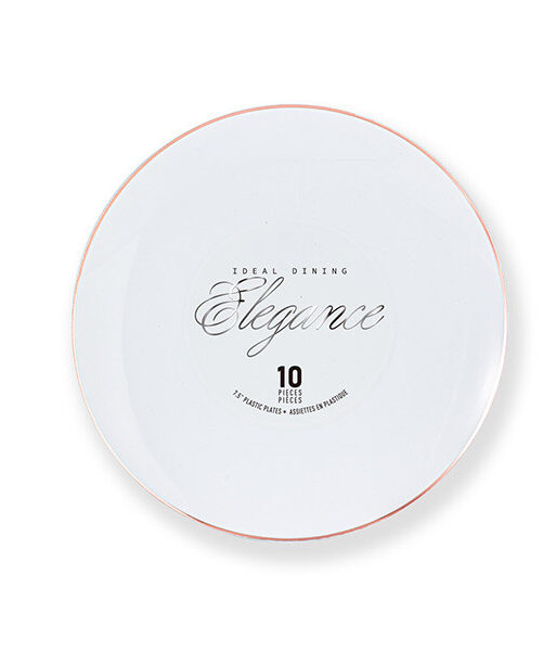 Elegance Plate 7.5" White + Rim Stamp Rose Gold