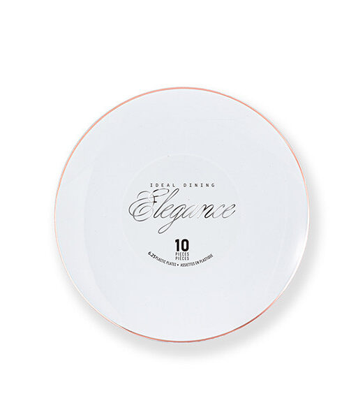 Elegance Plate 6.3" White + Rim Stamp Rose Gold