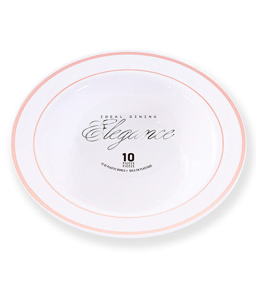 Elegance Bowl 12oz White + 2 Line Stamp Rose Gold