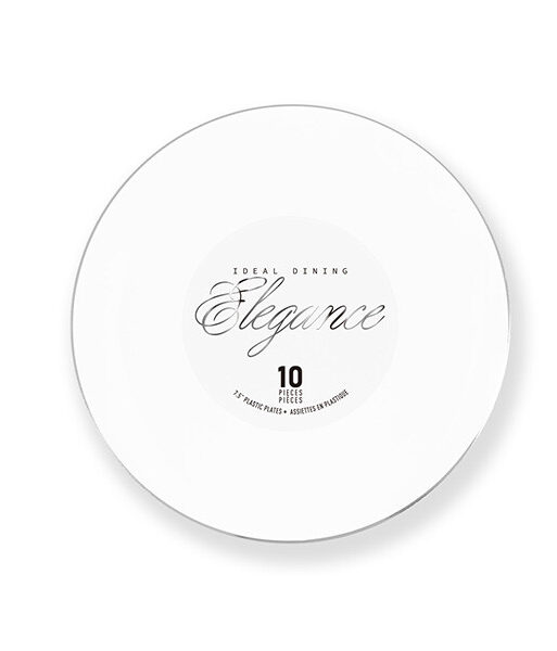Elegance Plate 7.5" White + Rim Stamp Silver